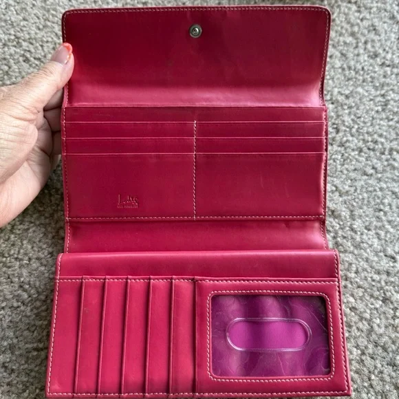 LODIS Vintage EUC Green/Pink Smooth Leather Wallet with Minimalist Design - Picture 10 of 16